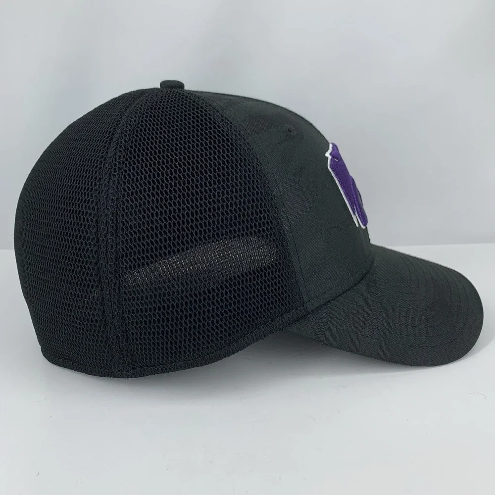 Kansas State Hat New Era 39THIRTY Large / XLarge Stretch Black Camo Baseball Cap